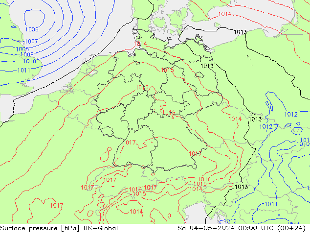 pression de l'air UK-Global sam 04.05.2024 00 UTC
