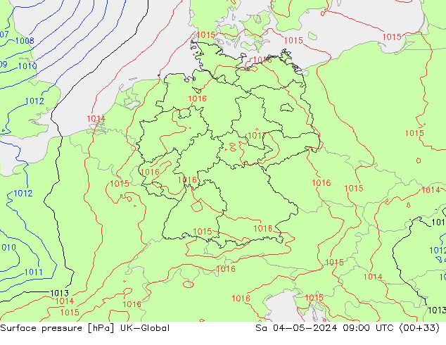 Surface pressure UK-Global Sa 04.05.2024 09 UTC