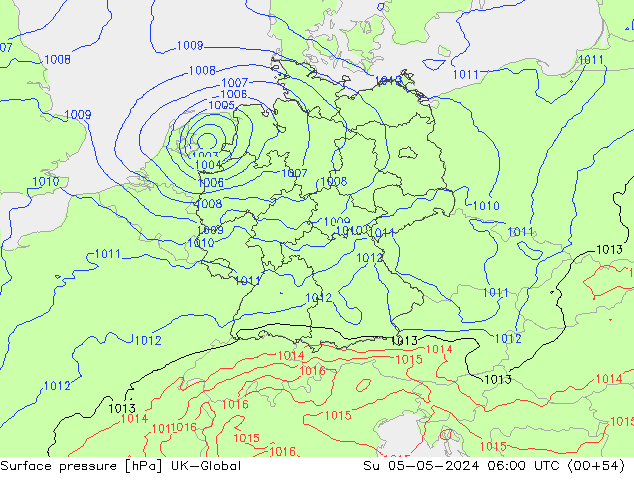 Luchtdruk (Grond) UK-Global zo 05.05.2024 06 UTC