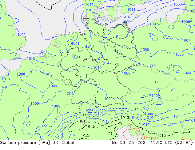 приземное давление UK-Global пн 06.05.2024 12 UTC