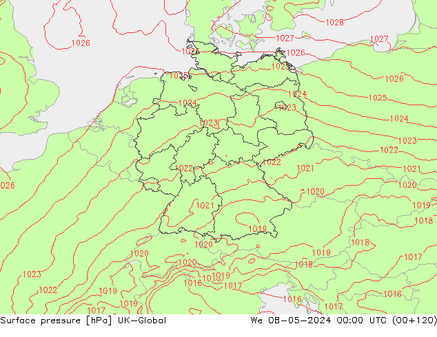 pression de l'air UK-Global mer 08.05.2024 00 UTC