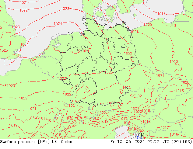 Surface pressure UK-Global Fr 10.05.2024 00 UTC