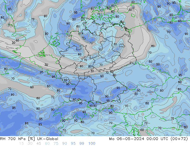RH 700 hPa UK-Global lun 06.05.2024 00 UTC