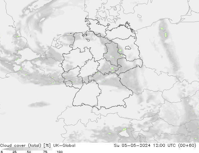 zachmurzenie (suma) UK-Global nie. 05.05.2024 12 UTC