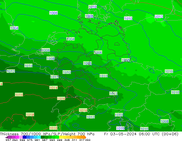 Thck 700-1000 hPa UK-Global Pá 03.05.2024 06 UTC