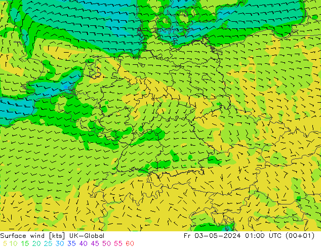 风 10 米 UK-Global 星期五 03.05.2024 01 UTC