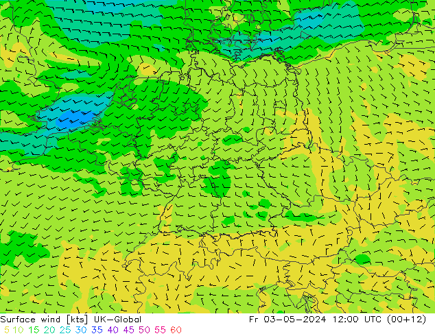 Vento 10 m UK-Global ven 03.05.2024 12 UTC