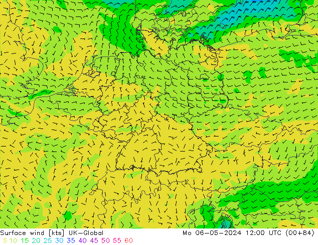 Surface wind UK-Global Mo 06.05.2024 12 UTC