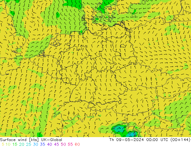 Surface wind UK-Global Th 09.05.2024 00 UTC