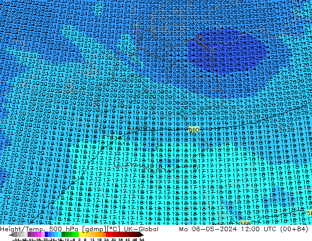 Height/Temp. 500 hPa UK-Global Po 06.05.2024 12 UTC