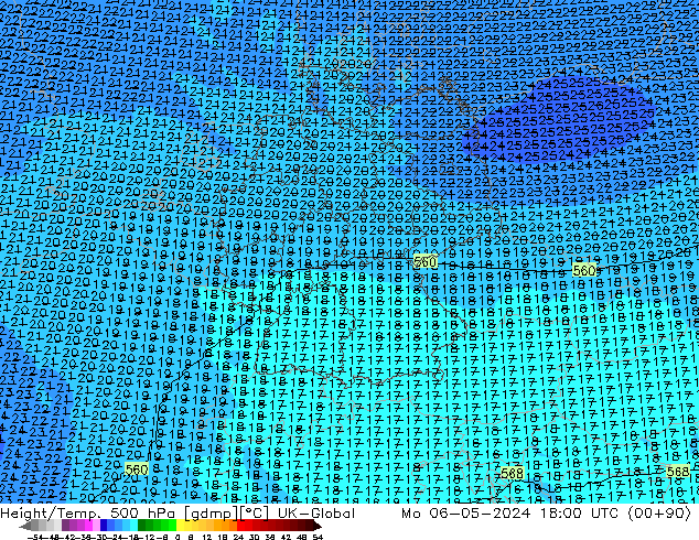 Hoogte/Temp. 500 hPa UK-Global ma 06.05.2024 18 UTC