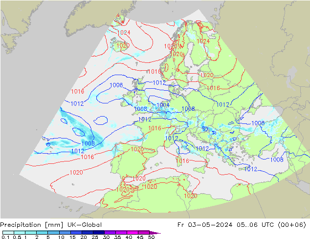 Precipitation UK-Global Fr 03.05.2024 06 UTC