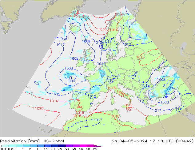 Precipitación UK-Global sáb 04.05.2024 18 UTC