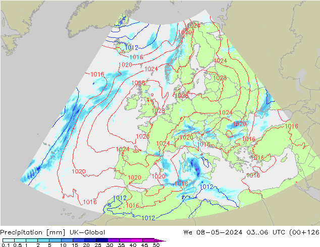 Yağış UK-Global Çar 08.05.2024 06 UTC