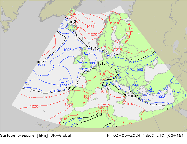 Atmosférický tlak UK-Global Pá 03.05.2024 18 UTC