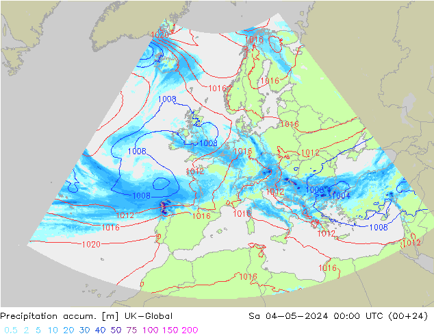 Precipitation accum. UK-Global Sa 04.05.2024 00 UTC