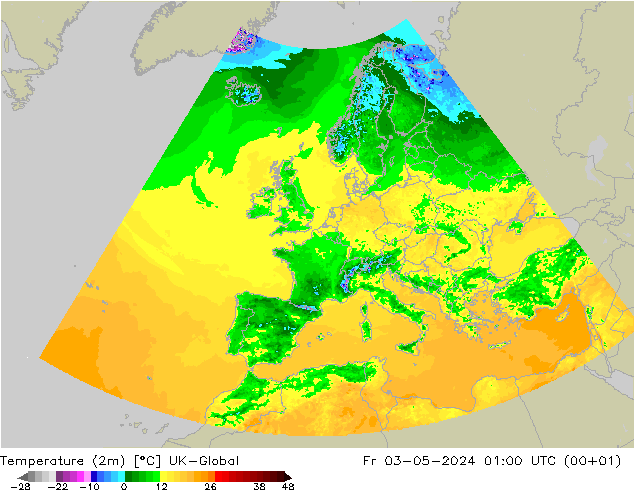 Sıcaklık Haritası (2m) UK-Global Cu 03.05.2024 01 UTC