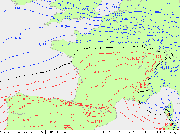 pression de l'air UK-Global ven 03.05.2024 03 UTC