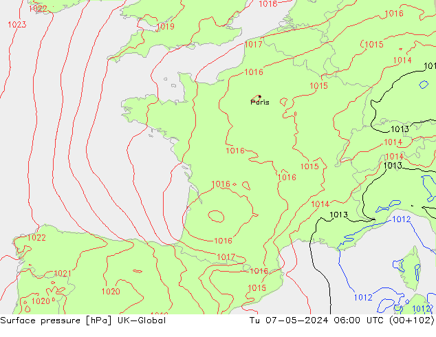 приземное давление UK-Global вт 07.05.2024 06 UTC