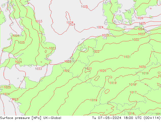 приземное давление UK-Global вт 07.05.2024 18 UTC