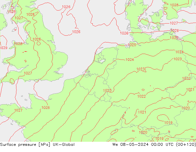 Surface pressure UK-Global We 08.05.2024 00 UTC