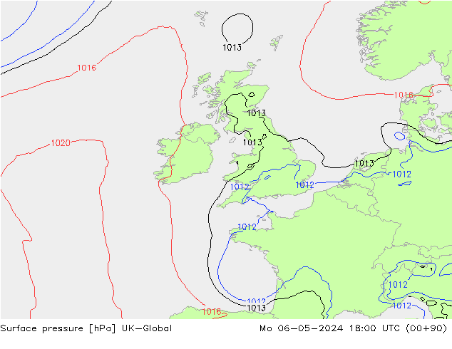Luchtdruk (Grond) UK-Global ma 06.05.2024 18 UTC