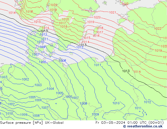 приземное давление UK-Global пт 03.05.2024 01 UTC