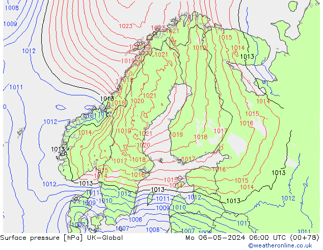 pressão do solo UK-Global Seg 06.05.2024 06 UTC