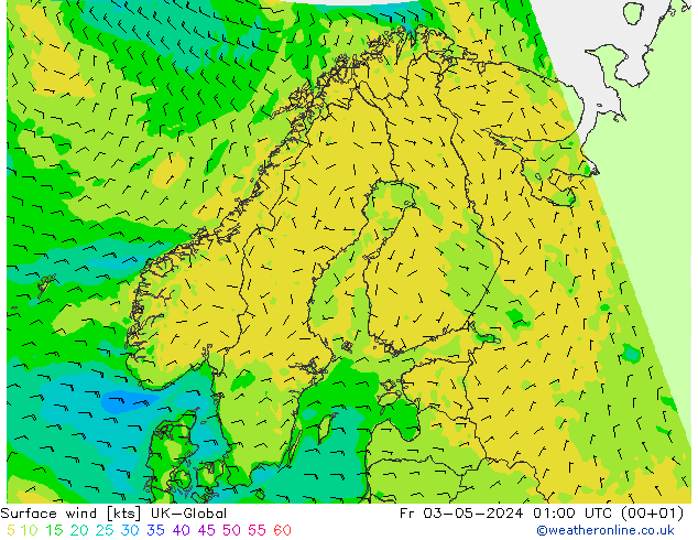 风 10 米 UK-Global 星期五 03.05.2024 01 UTC
