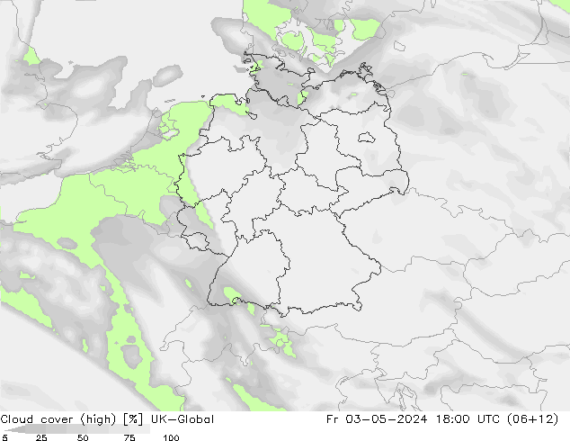 Cloud cover (high) UK-Global Fr 03.05.2024 18 UTC