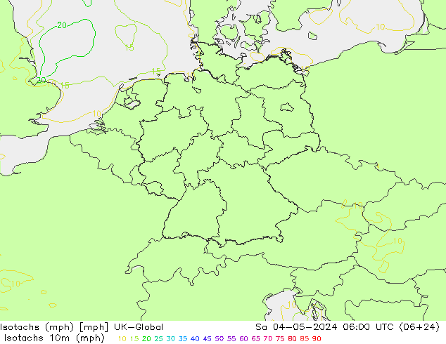 Isotachs (mph) UK-Global sab 04.05.2024 06 UTC