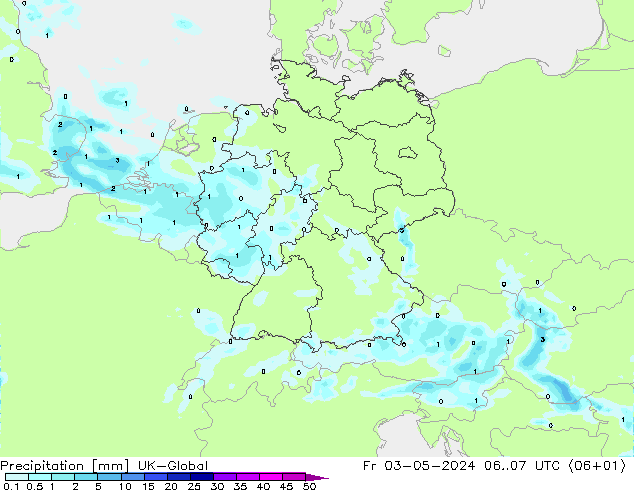 Precipitación UK-Global vie 03.05.2024 07 UTC