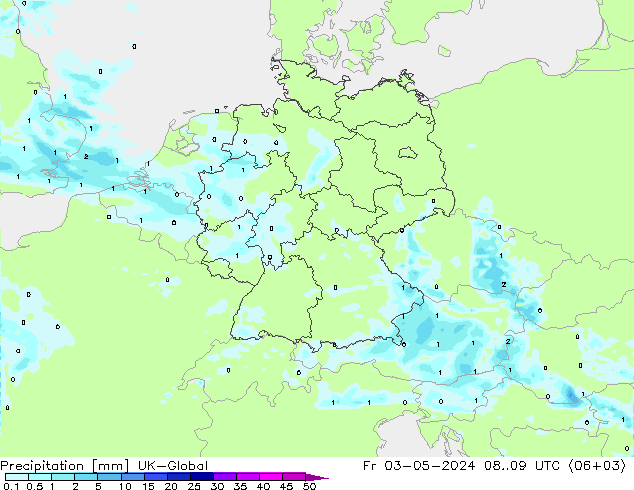 Precipitación UK-Global vie 03.05.2024 09 UTC
