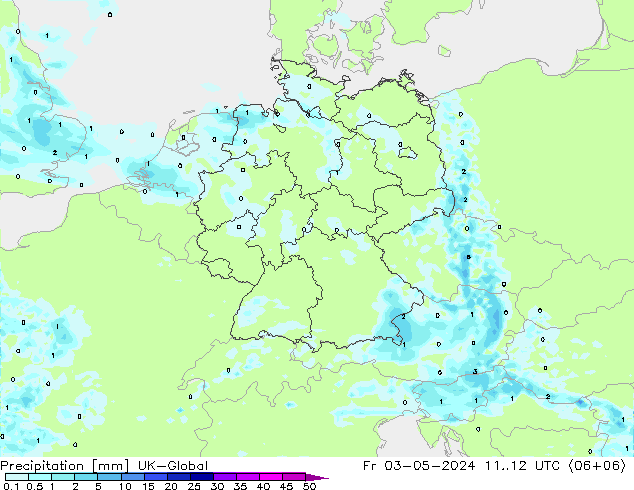 Precipitation UK-Global Fr 03.05.2024 12 UTC