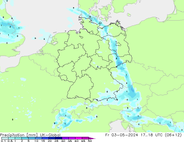 Precipitation UK-Global Fr 03.05.2024 18 UTC