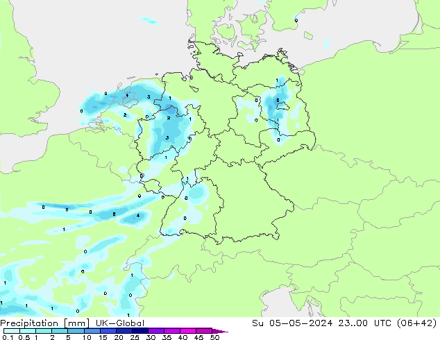 Précipitation UK-Global dim 05.05.2024 00 UTC