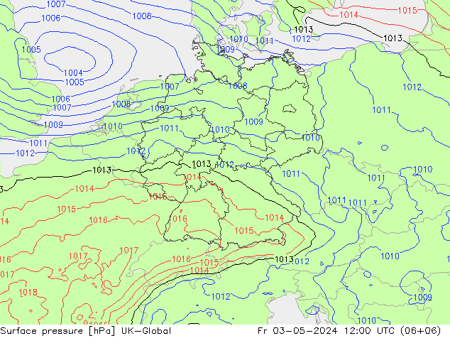 地面气压 UK-Global 星期五 03.05.2024 12 UTC
