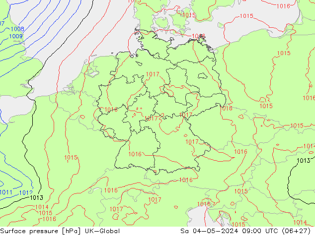 Surface pressure UK-Global Sa 04.05.2024 09 UTC