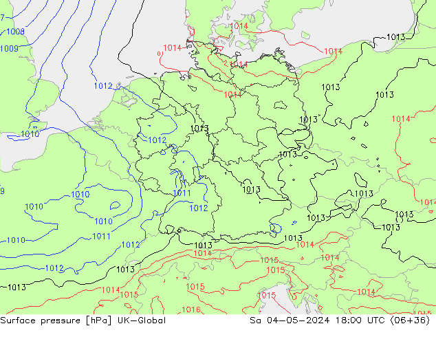 приземное давление UK-Global сб 04.05.2024 18 UTC