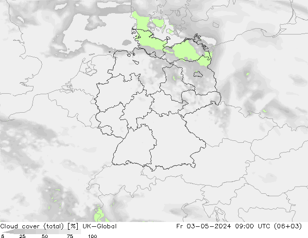 Nubes (total) UK-Global vie 03.05.2024 09 UTC