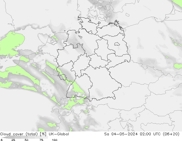 Cloud cover (total) UK-Global Sa 04.05.2024 02 UTC