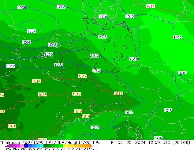 Thck 700-1000 hPa UK-Global Fr 03.05.2024 12 UTC