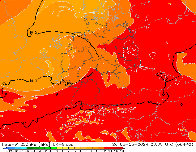 Theta-W 850hPa UK-Global dom 05.05.2024 00 UTC