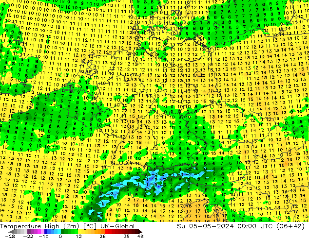 Темпер. макс 2т UK-Global Вс 05.05.2024 00 UTC
