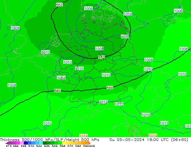 Thck 500-1000hPa UK-Global Dom 05.05.2024 18 UTC