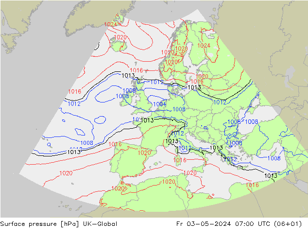 Surface pressure UK-Global Fr 03.05.2024 07 UTC