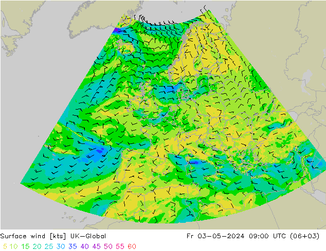 Surface wind UK-Global Fr 03.05.2024 09 UTC