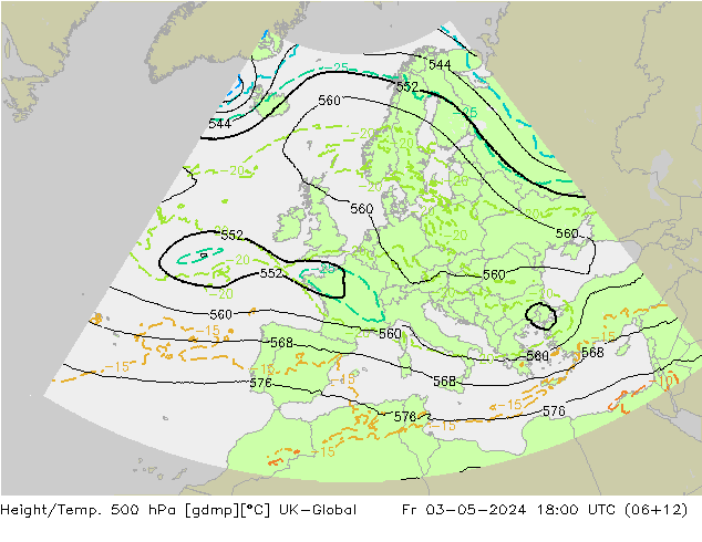 Yükseklik/Sıc. 500 hPa UK-Global Cu 03.05.2024 18 UTC