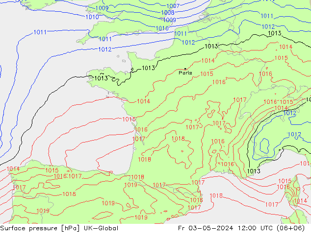 Surface pressure UK-Global Fr 03.05.2024 12 UTC