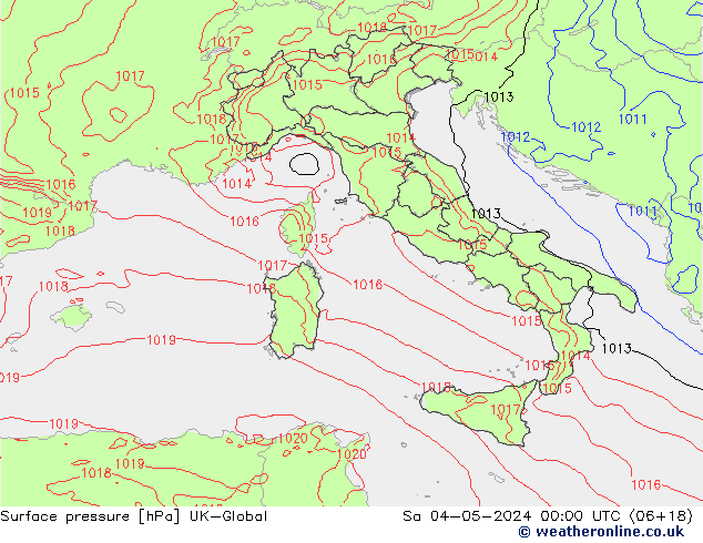 Surface pressure UK-Global Sa 04.05.2024 00 UTC